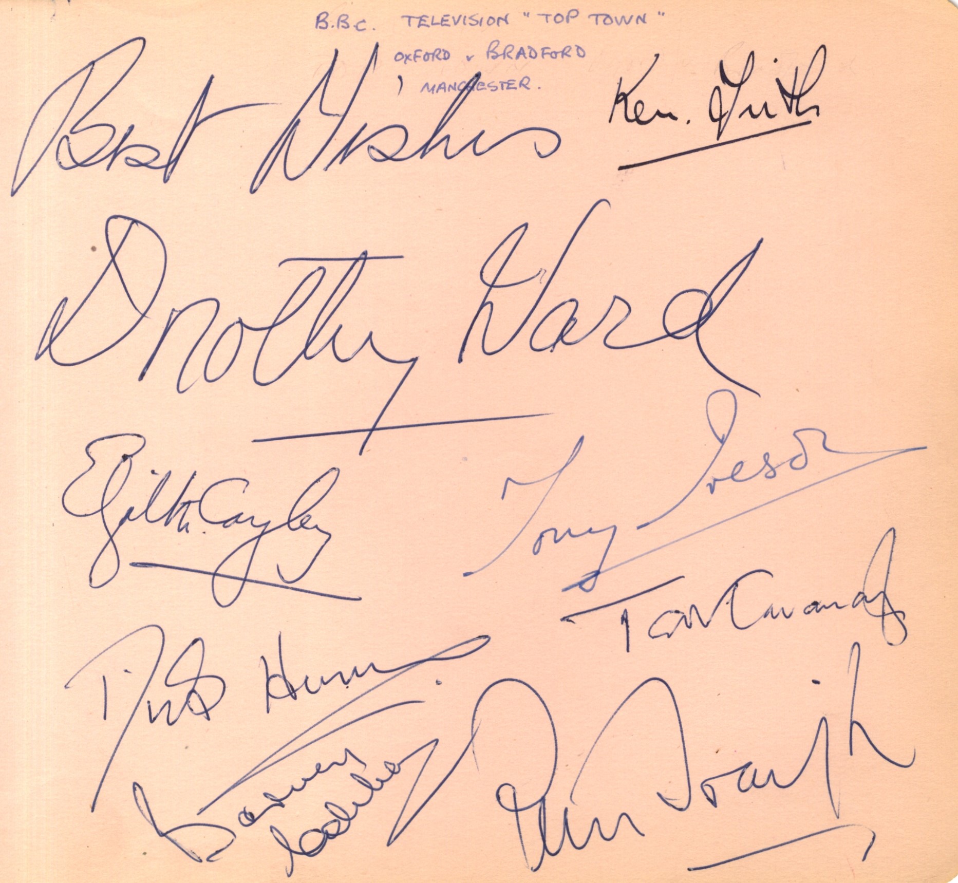 ENTERTAINMENT: A small selection of seven multiple signed small oblong 4to pages removed from an - Image 3 of 7