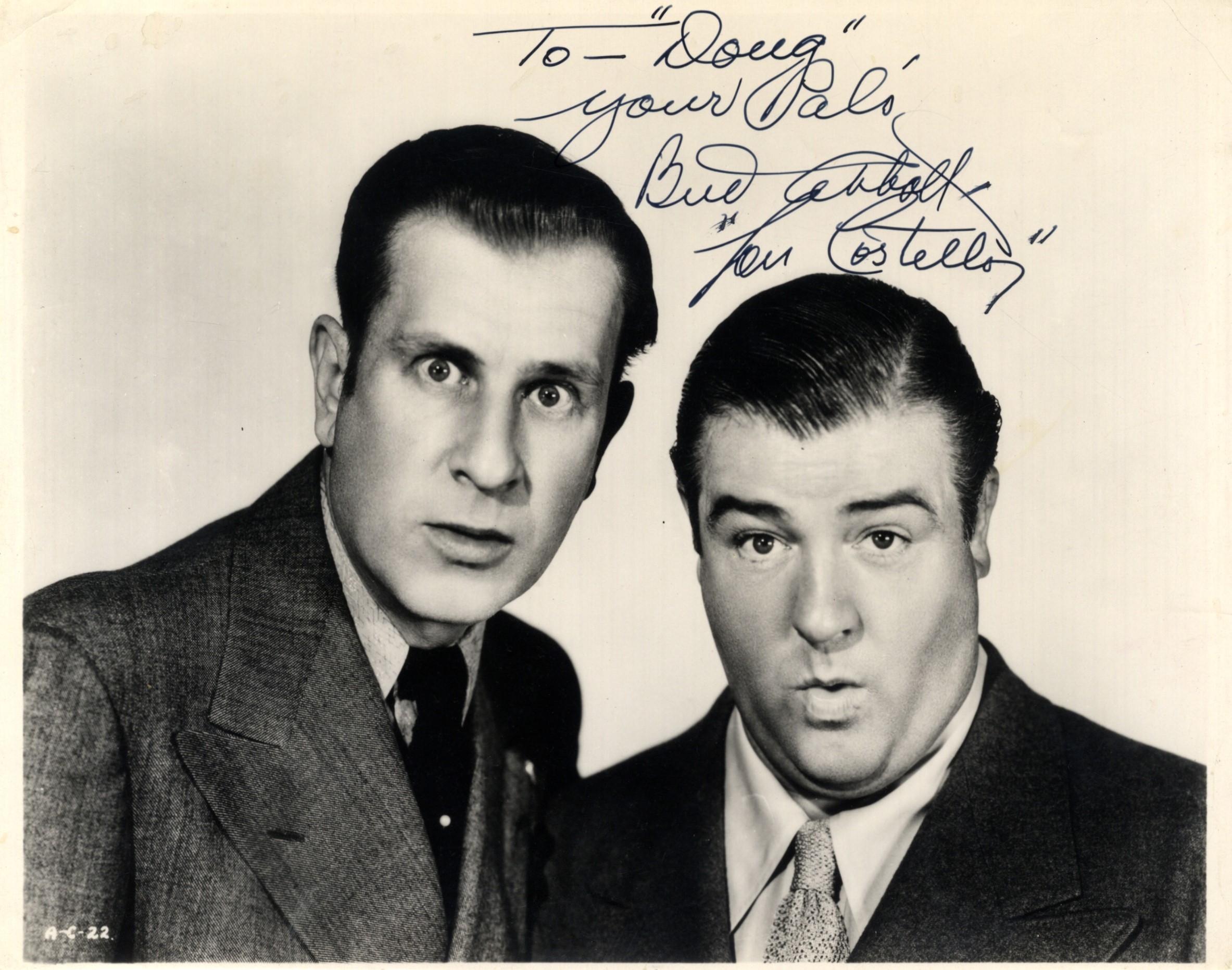 ABBOTT & COSTELLO: ABBOTT BUD (1895-1974) & COSTELLO LOU (1906-1959) American Film Comedians.