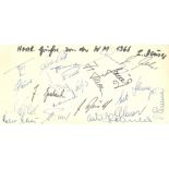 GERMAN FOOTBALL: A slim oblong 8vo card individually signed by over 20 members of the West German