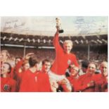 ENGLAND FOOTBALL: A good multiple signed colour 8 x 6 photograph by all eleven members of the