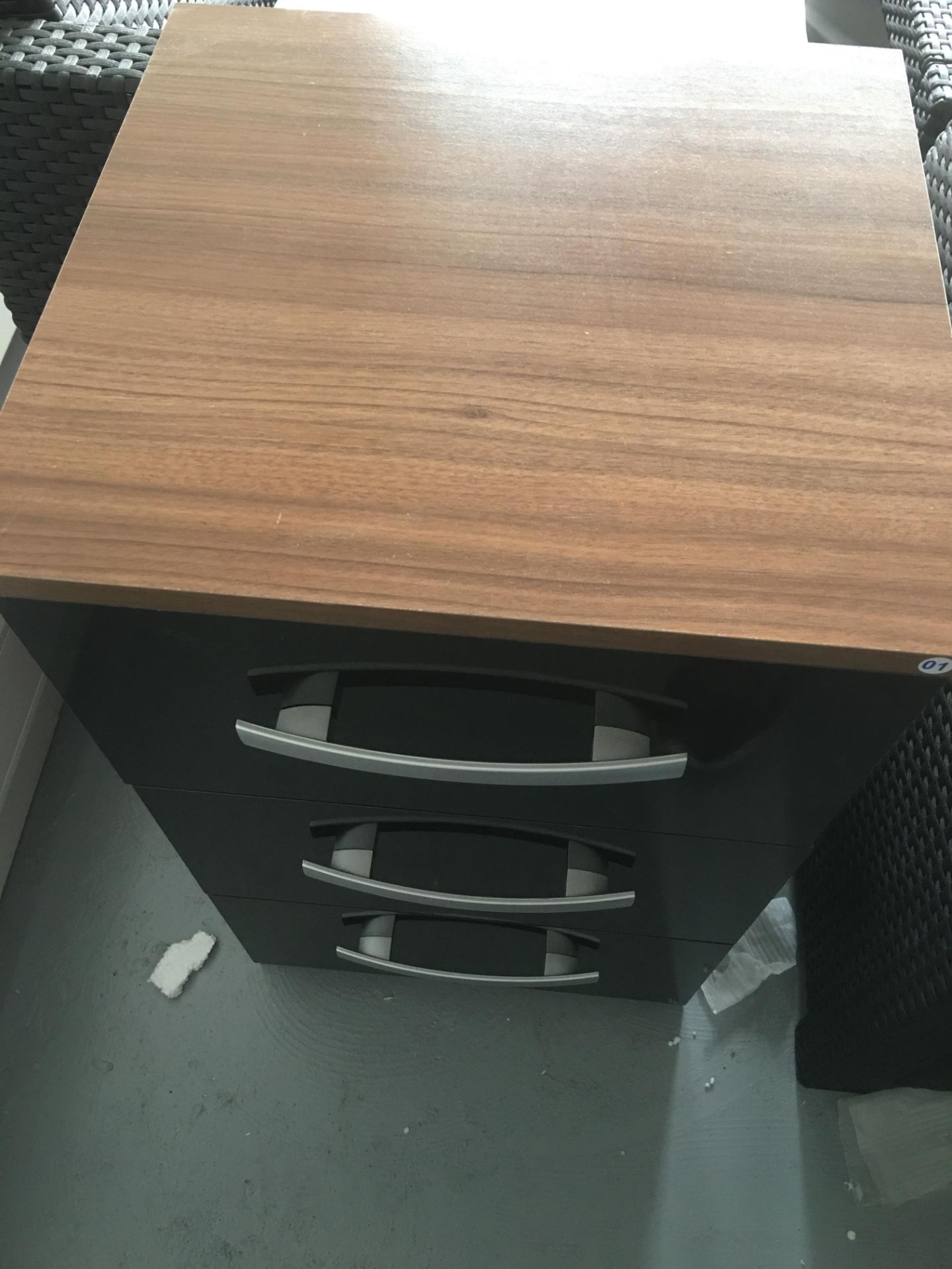 Chest of Drawer - Brown Wooden Chest with 3 Black Gloss Draws - Image 2 of 2