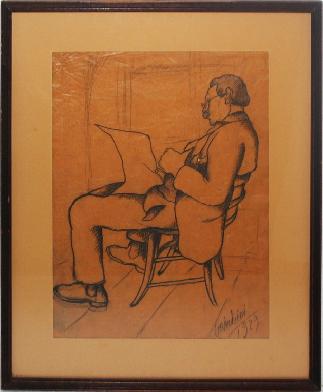 Uomo che legge, 1929 Matita su carta Arturo Cavicchini (Ostiglia 1907 - 1942 Mantova), cm. 24x33