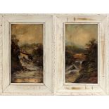 Paesaggi, coppia di dipinti W. Collins olio su cartoncino cm. 22x39. Scuola Inglese dell'800 cornice