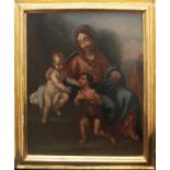 Madonna col bambino e San Giovannino, olio su tela scuola Italiana del '600 cm. 60x70 cornice del