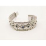 Bracciale in oro bianco con diamanti e zaffiri naturali gr. 48,5