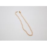Collana di perle Mikimoto, cm. 60 con chiusura in oro giallo 18kt