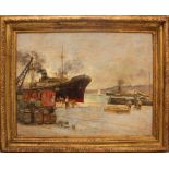 Il porto di Trieste, Mario Capuzzo, olio su tela cm. 67x49 datato 1947