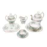 Servizio da tea per sei in porcellana di teiera, lattiera, zuccheriera, slope bowl e due piatti