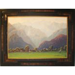 Paesaggio montano, Giuseppe Pessina (1893-1967) olio su tela cm.- 98x68 cornice coeva anni 20-30