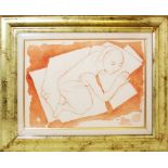 Donna che dorme, firmata F. Casorati 1962, litografia cm. 45x34