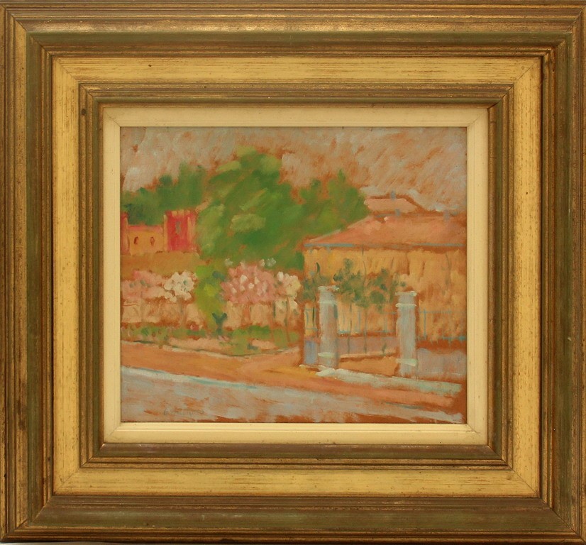 Paesaggio, olio su faesite, pittore del xx secolo, cm. 29x25