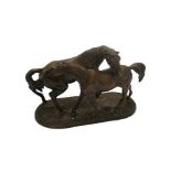 Cavalli, gruppo in bronzo, anni '50, cm. 28x11xh22