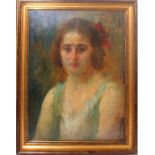Ritratto di donna, olio su tela, anonimo, fine'800 cm. 44x58