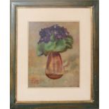 Vaso con violette, olio su faesite firmato Bresciani da Gazzoldo 1933? cm. 27x35 (senza expertise)