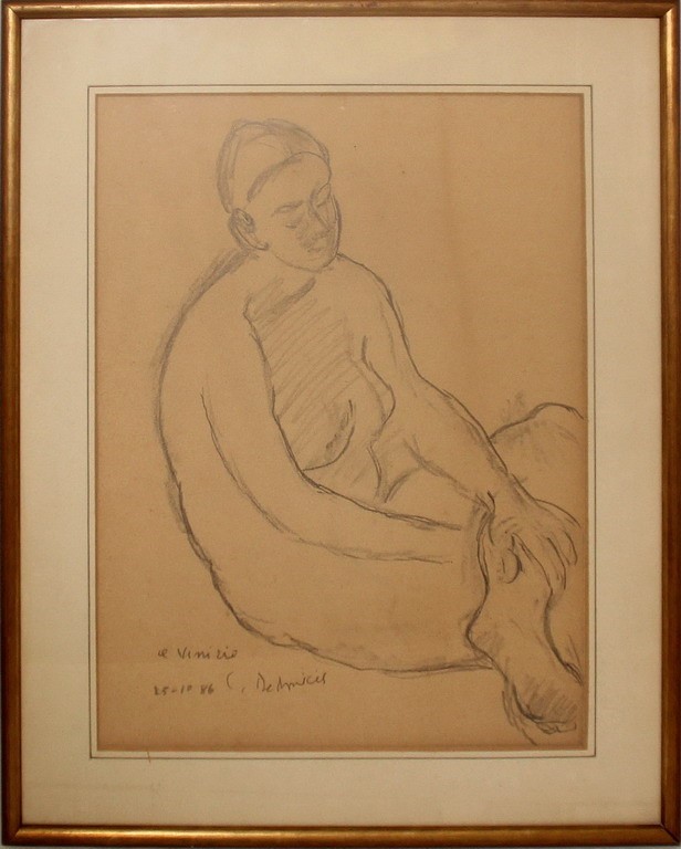 Nudo di donna, matita su carta, con scritta C. De Amicis 1968? cm. 35x46