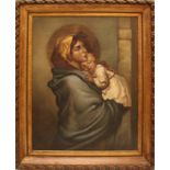 Madonna con bambino, olio su tela Artaffo 1923, cm. 50x63, cornice coeva