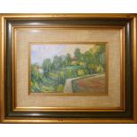 Paesaggio, olio su cartoncino telato attributo a Carlo Della Zorza? cm. 36x23