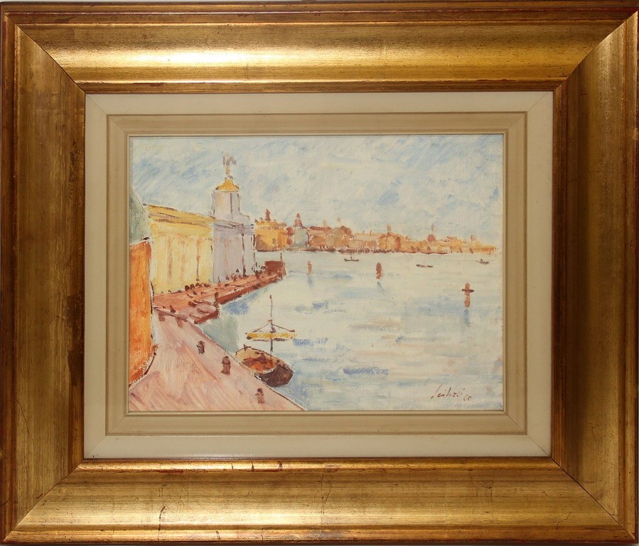 Venezia, olio magro su cartoncino firmato Scibizzi? cm. 33x24