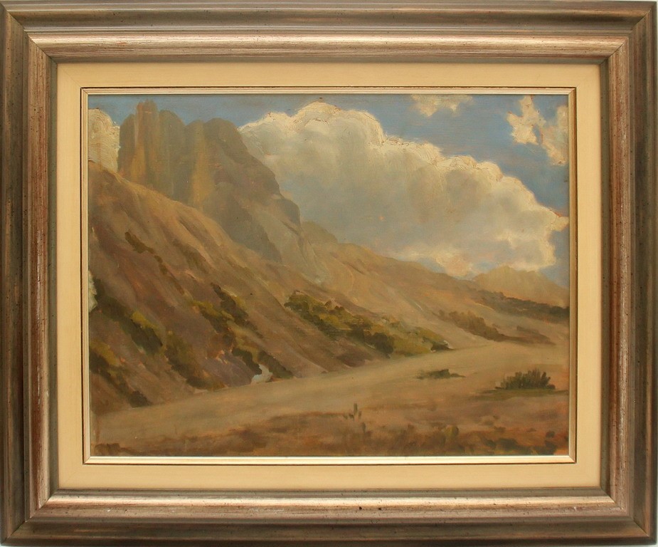 Paesaggio collinare, olio su faesite, anonimo, primi '900, cm. 42x32