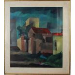 N. 99 (5.280 IVG AMM. SOSTEGNO) PAESAGGIO CON CASE, CM. 58X68