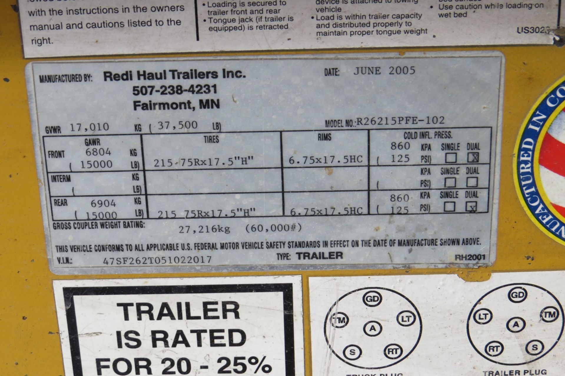 2005 Redi-Haul Model R26215 26’ Tandem Dual Flatbed Equipment Tag Trailer, VIN# 1022017, 37,500lb - Image 3 of 22