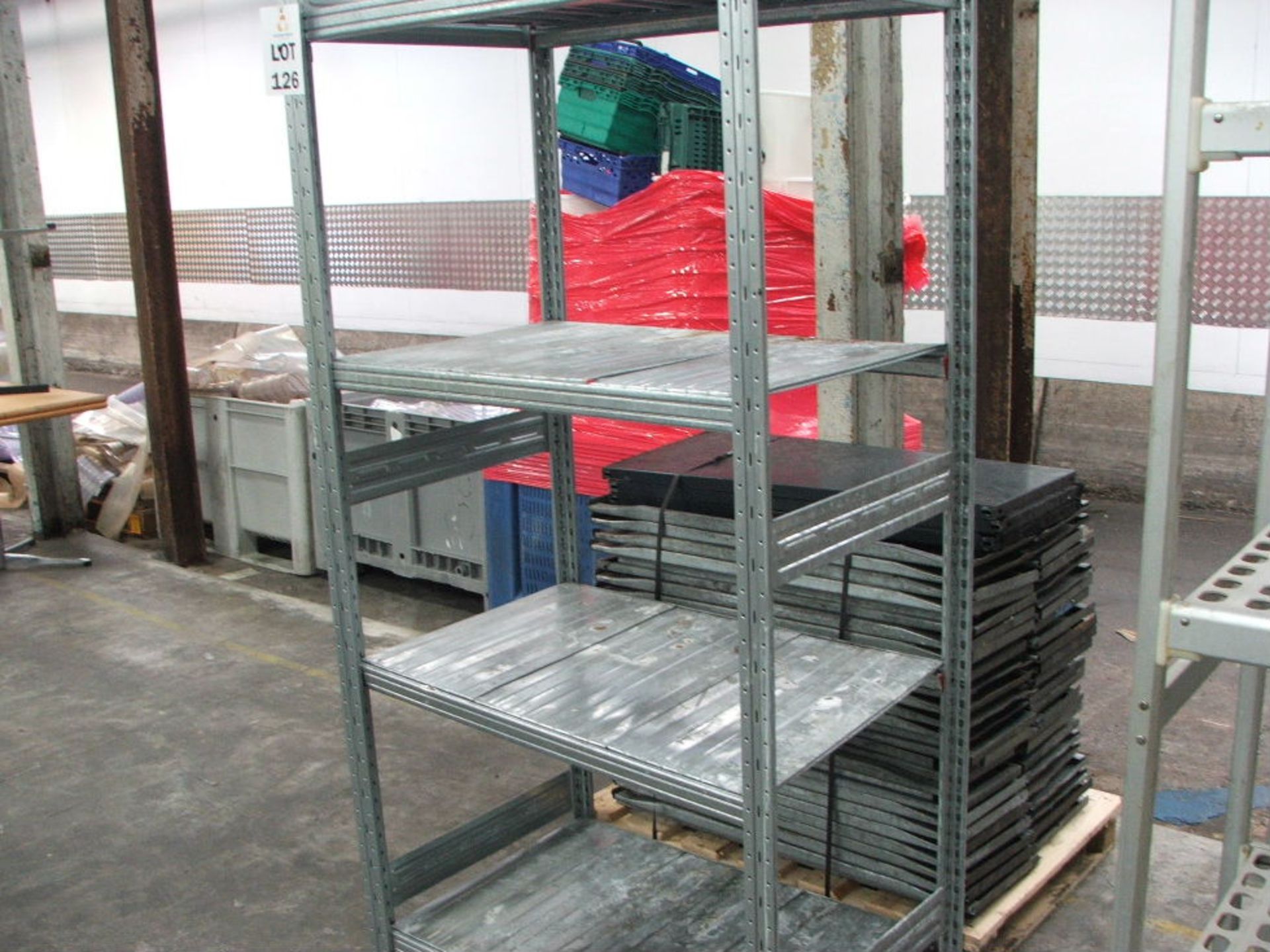 QTY OF GALVANISED SHELVING