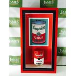 A one of a kind original Campbells soup tin a & Andy Warhol lithograph montage professionally Framed