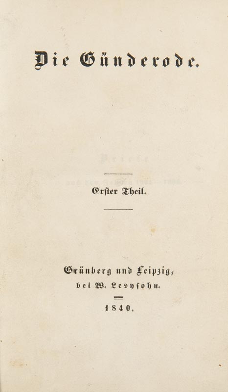 (Arnim, Bettina v.). Die Günderode. 2 in 1 Band. Grünberg und Leipzig (d. i. Berlin, Trowitzsch für)