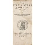 Terentius Afer, Publius. Comoediae Sex. Mit zwei Holzschnittvignetten und -initialen. Lyon, Tournes,
