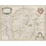 Nassau - - Nassovia Comitatus. Kol. Kupferstichkarte. Amsterdam, Blaeu, um 1635. Plattenmaße ca.