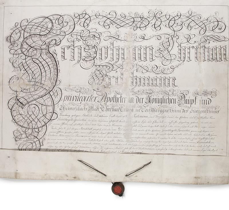 Apothekerbrief des Johann Christian Frischmann. Erlangen (Nürnberg), 22. April 1794. Deutsche