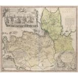 Russland - - Ingermanlandiae seu Ingriae ... Teilkol. Kupferstichkarte. Nürnberg, Homann, dat. 1734.
