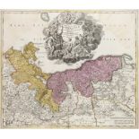 Pommern - - Ducatus Pomeraniae novissima tabula. Teilkolorierte Kupferstichkarte. Nürnberg,