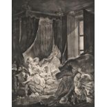 Launay, Nicolas de. L'épouse indiscrete. Kupferstich nach nach P.A. Baudouin. 1771. Plattenmaße