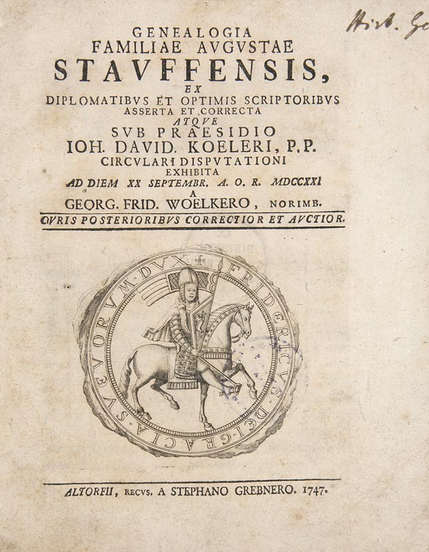 Sammlung von 4 alten Drucken in lateinischer Sprache. 1655-1747. 8° (3) u. 4° (1). Genealogia