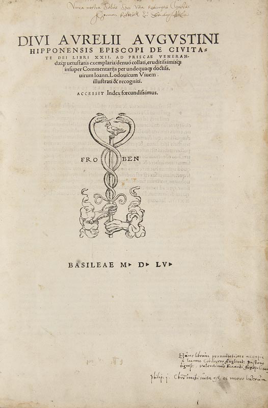 Augustinus, Aurelius. Divi Aurelii Augustini Hipponensis Episcopi de Civitate dei Libri XXII. Mit