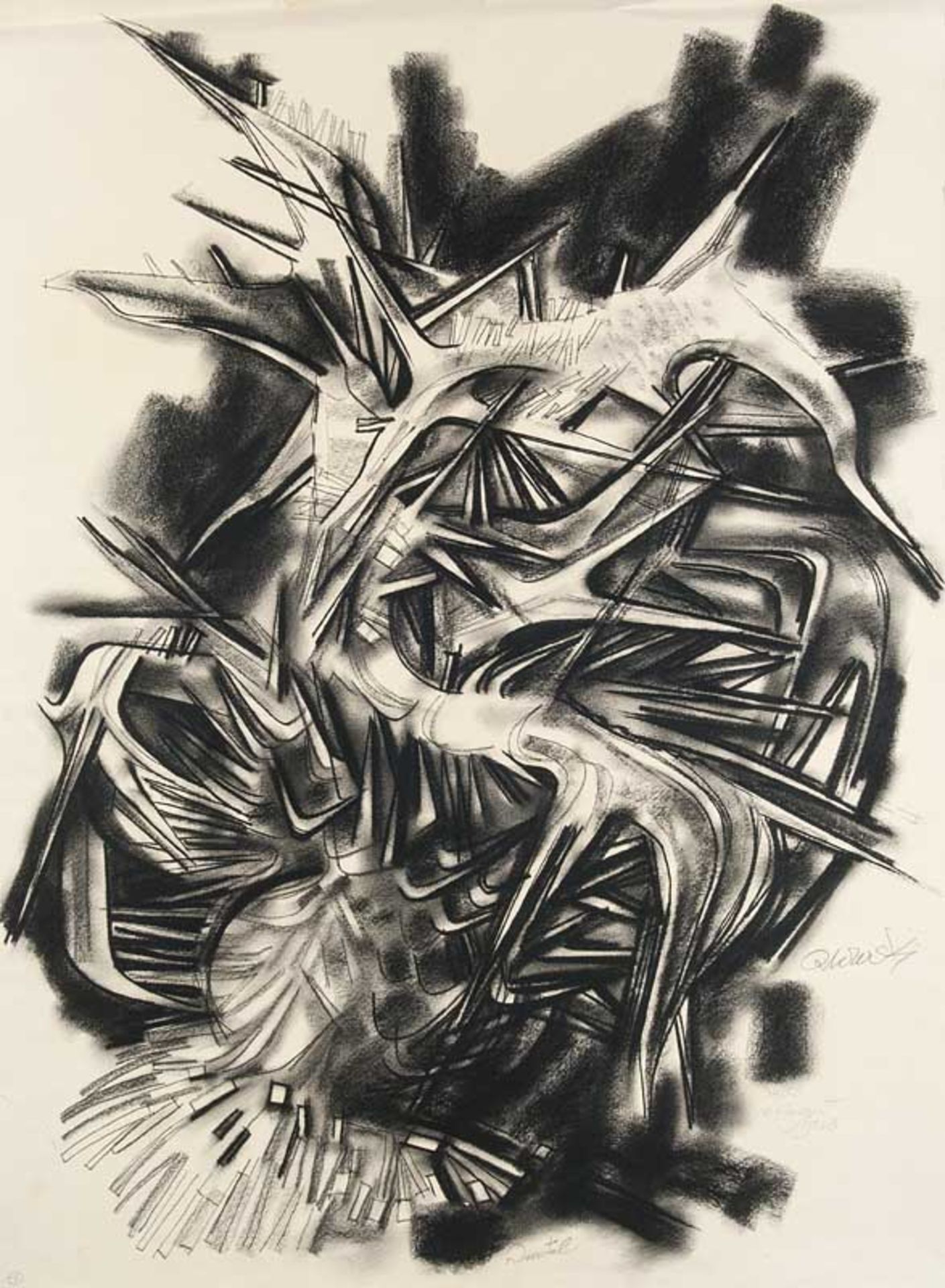 Moderne Kunst - - Orlowski, Hans Otto. (1894 Insterburg - 1967 Berlin). Diestel. 1953. Kohle auf