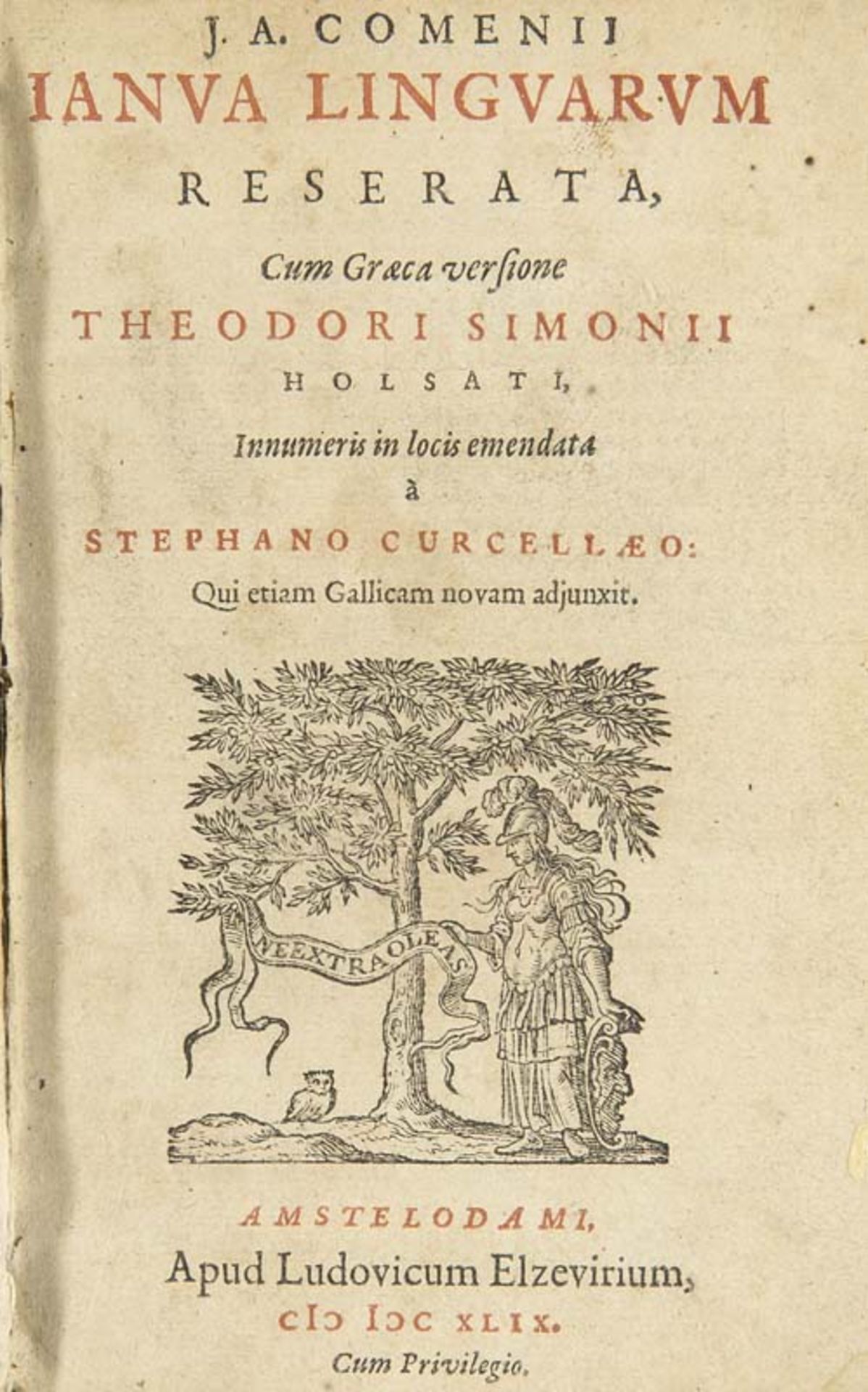 Comenius, Johann Amos. Ianua linguarum reserata, Cum Graeca versione Th. Simonii Holsati,