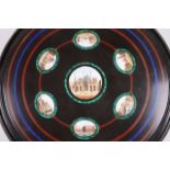 19th c Architectural Grand Tour Center Table Important with circular top of micro Mosaic scenes of