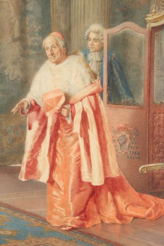 Ballesio Italian Watercolor of a Cardinal Frederico or Francesco Ballesio (Italian, 19th c.) - Image 5 of 6