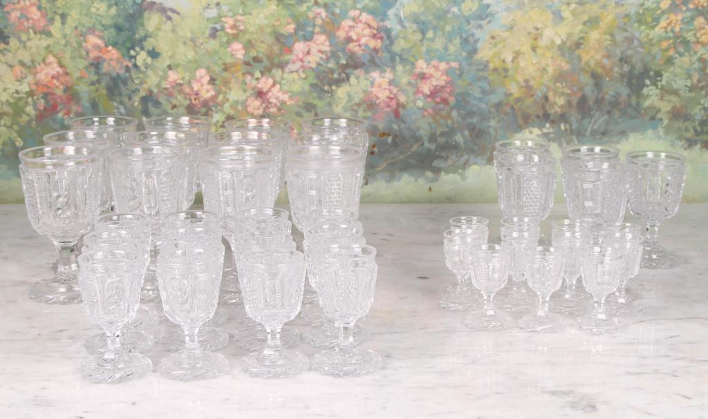 Large Collection of Cut Crystal Stemware fine quality Continental crystal comprised of 12 water