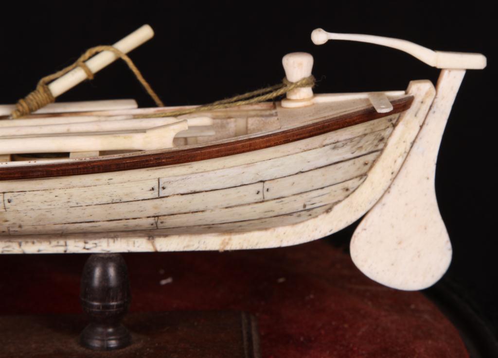 19th c Bone Model of a long boat. 10" L Good - Image 5 of 5