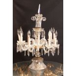 20th c Anglo/Irish Twelve Arm Candelabra with crystal and bronze. 36"h