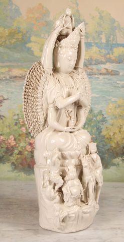 Chinese Blanc de Chine Porcelain Bodhisattva 20th c., depicting Avalokitesvara, the Goddess of - Image 8 of 9