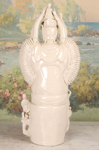 Chinese Blanc de Chine Porcelain Bodhisattva 20th c., depicting Avalokitesvara, the Goddess of - Image 9 of 9