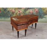 C1820 Regency Piano Form Sewing Box in piano forte form with fitted interior. 7"h x 8"w x 12'l