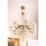 *1920's/1930's Eight Arm Prismed Chandelier 35"h x 26"w Good condition, missing some prisms
