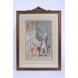 Bernard Louis Borione (French, b. 1865) Duet "The Duet". Watercolor. Signed and inscribed "B.