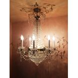 *20th c Louis XVI Style Chandelier in bronze and crystal. 39"h x 26"w Good condition