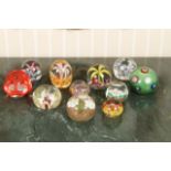 Early 20th c Collection of Ten Paper Weights in crystal, French and English